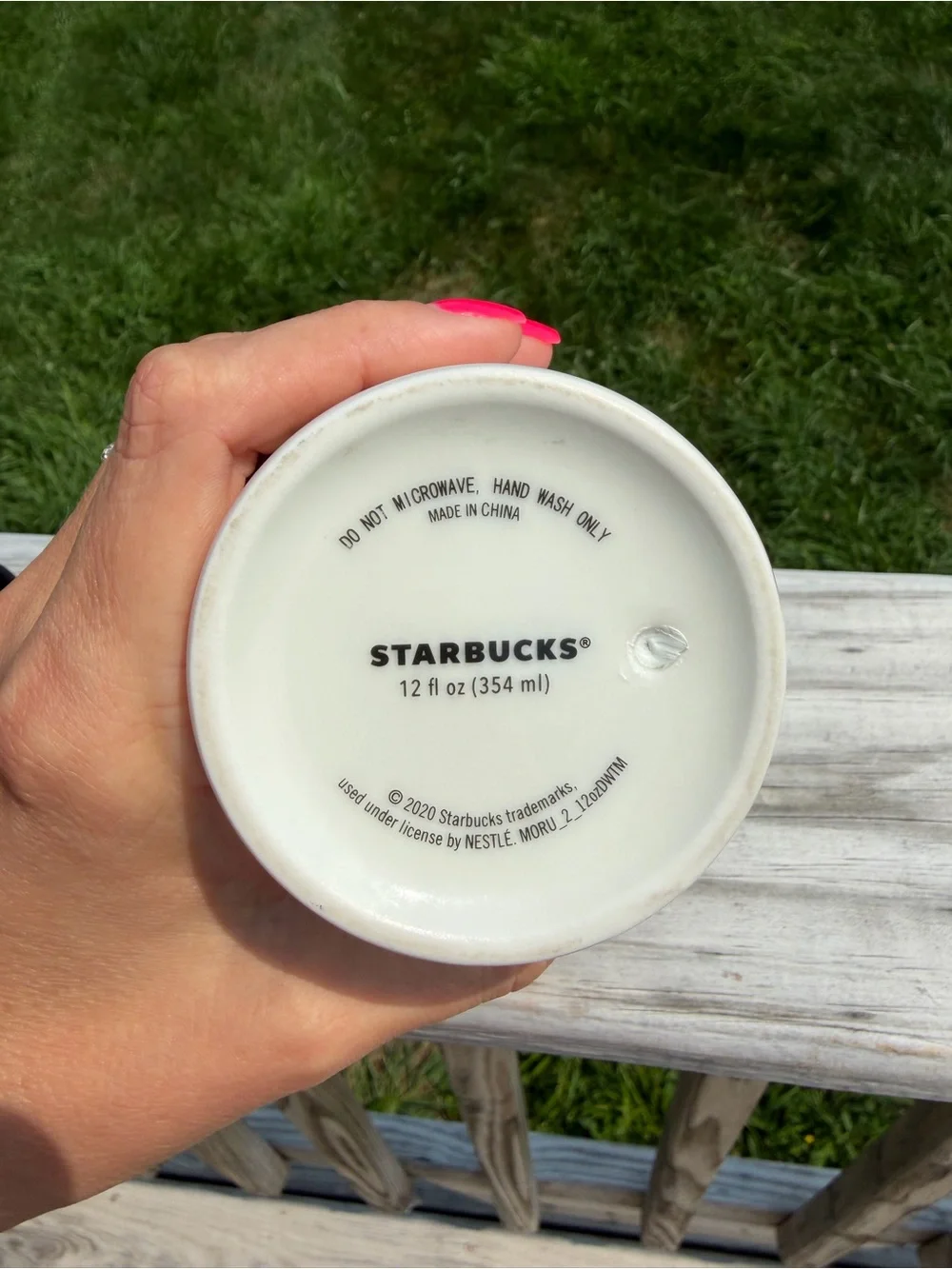 Starbucks Embossed Siren Mermaid White Ceramic Coffee Tumbler Cup Mug w/Lid 12oz